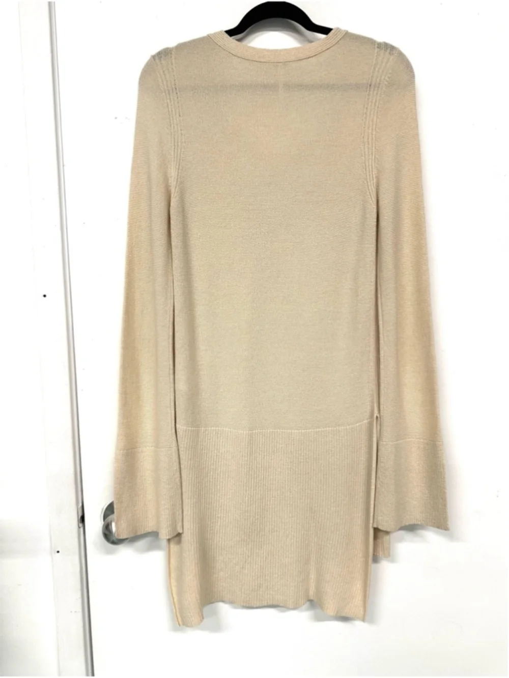 Free People Cream Criss Cross Bell Sleeve Oversized Sweater S Boho Knit Tunic